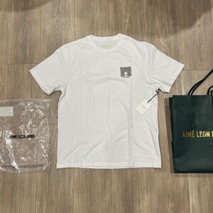 Aime Leon Dore ALD Court Sketch Tee Size Large White Basketball T-Shirt Hoops